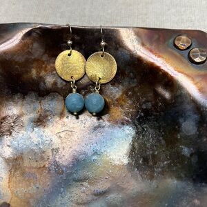 Elegant Brass and Amazonite Stone Earrings on Wires